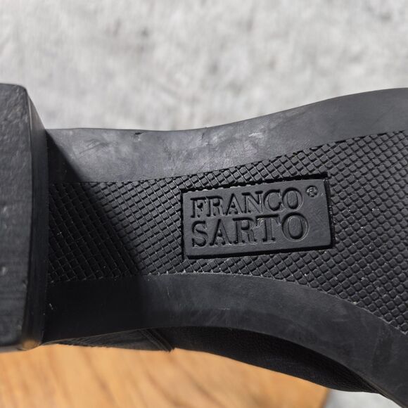 Franco Sarto Women Size 5.5M Black Leather Western Pointy Toe Heeled Ankle Boots - Picture 10 of 10